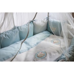 Комплект для овальной кровати 6 предметов LAPPETTI МИШКИНА СЕМЕЙКА Бирюзовый 