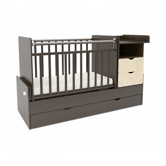 Кровать детская СКВ 550038-9/550048-9 цвет венге/бежевый/жираф 