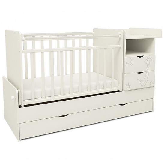 Кровать детская СКВ 550031/550041 цвет белый/жираф 