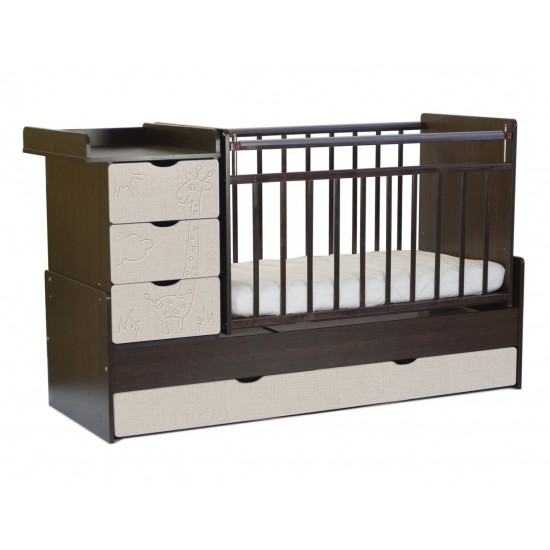 Кровать детская СКВ 540038-212 цвет венге/серый текстиль/жираф 