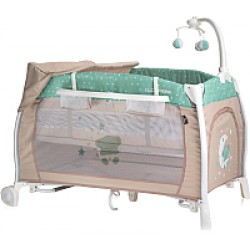 Манеж кровать Lorelli  I Lounge Rocker green beige/moon bear 10080021932 