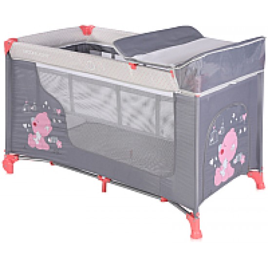 Манеж кровать Lorelli Moonlight 2 Pink Grey My Teddy 10080411878