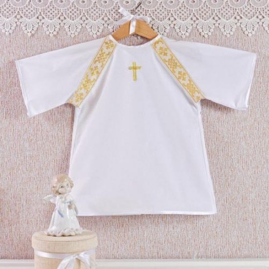 Крестильная рубашка АРГО для мальчика с запахом на спине