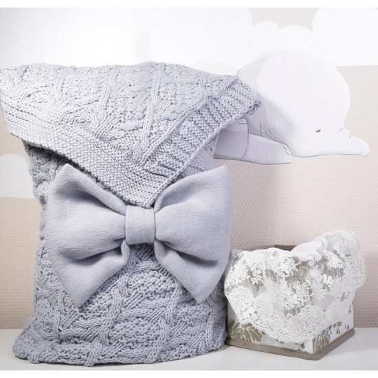 Комплект на выписку BAMBOLA 4 пр Серый ( плед, одеяло, уголок, бант)
