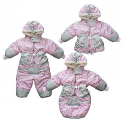 Конверт комбинезон трансформер LITTLE PEOPLE ЗИМУШКА ПРИНТ Мех Розовый ЗИМА