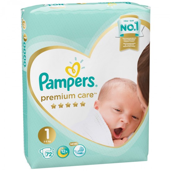 Подгузники Pampers Premium Care 1 Newborn 72шт (2-5кг)