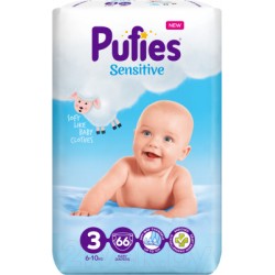 Подгузники Pufies Sensitive Midi (6-10кг) 66шт
