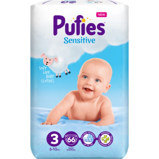 Подгузники Pufies Sensitive Midi (6-10кг) 66шт