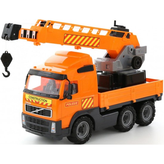 Игрушечный автомобиль кран с поворотной платформой в сеточке Volvo Полесье 8824