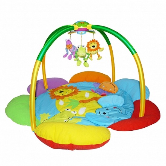 Развивающий коврик BIBA TOYS с музыкальным мобилем ДЖУНГЛИ 120х120х50 см