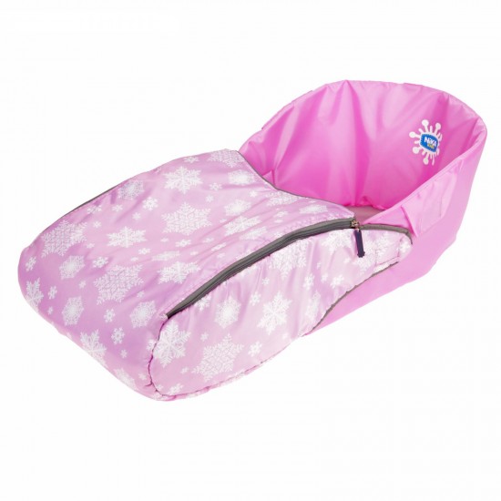 Сиденье для санок с чехлом для ног Снежинки розовый СС3 НИКА 