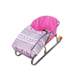 Сиденье для санок с чехлом для ног Вязаный узор розовый СС3 НИКА 