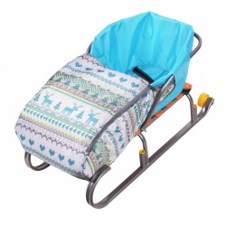 Сиденье для санок с чехлом для ног Вязаный  бирюзовый СС3 НИКА