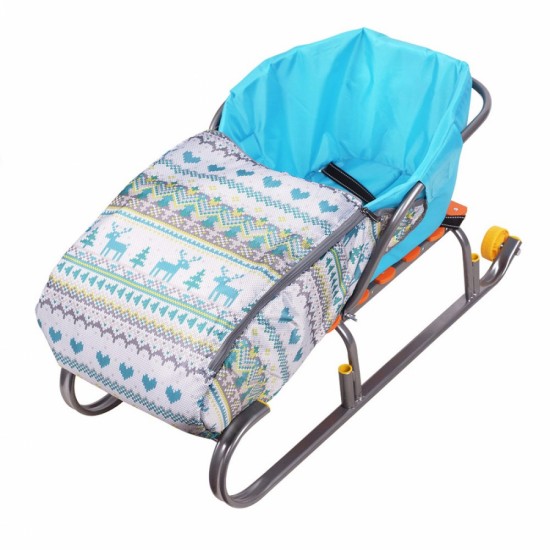 Сиденье для санок с чехлом для ног Вязаный  бирюзовый СС3 НИКА