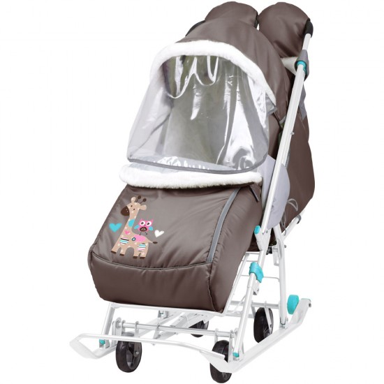 Санки коляска НАШИ ДЕТКИ 2 Жираф шоколадный НИКА 