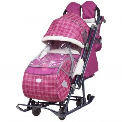 Санки коляска НИКА ДЕТЯМ 7 Вишневый в клетку НИКА 