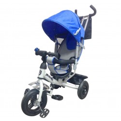 Велосипед трехколесный MINI TRIKE синий 950D надувные колеса 10/8 БЕЛАЯ рама